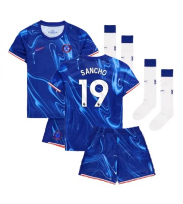 Chelsea Jadon Sancho #19 Primera Equipación Niños 2024-25 Manga Corta (+ Pantalones cortos)